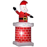 HOMCOM 7ft Christmas Inflatable Santa Claus from Chimney, Blow-Up Outdoor LED Garden Display for Lawn, Party