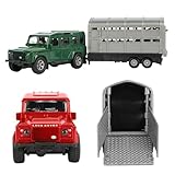 Navoys 4x4 Land Rover Toy Car with Livestock Trailer - 1:43 Scale, Die Cast Metal Construction, Silver Livestock Trailer, Intricate Details, Interactive Openable Doors, Farm Vehicle, Farming