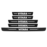 GPKFOLQM 5 Pcs Car Door Sill Scuff Plate, Black Plastic, Stainless Steel, For Suzuki Vitara, Door