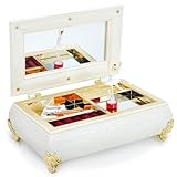 Muduolu Musical Jewellery Box with Ballerina Figurine and Mirror, White Wind Up Jewelry Organizer for Rings Earrings Necklaces, Vintage Gift for Girls Women