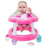 JC Toys - Lots to Love Babies 36cm Soft Vinyl Doll, Includes Walker and 6 Accessories Ideal for Playing, Pink, Designed by Berenguer, 2 Years