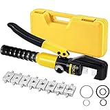 Solsop Hydraulic Crimping Tool Crimper Pliers - 9 Sets of Crimping Shapes 4-70 mm² for Copper Aluminium Cable Lugs