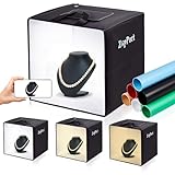 Photo Light Box Photography - 30x30cm (12"x12") Photo Studio Lightbox with 120 LED Lights & 6 Backdrops for Jewelry and Small Items Product Photography