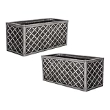 STAR SUPPLIES Plastic Rectangular Long Large 70cm Lazio Trough Pewter Planter For Outdoor Garden Plants Flowers (2 Lazio Planters)