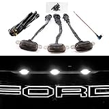 AUXLIGHT Car Accessories, 3PCS LED Grille Lights with Fuse & Wire, Compatible 2004-2019 for-d F150 Raptor Style Aftermarket Grill, 2013-2018 R-am 1500 Grill (White)