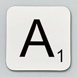 A Scrabble Letter - Fun Word Games Themed Design - Drinks Coaster - Hardboard - 9cm x 9cm - Gloss Finish