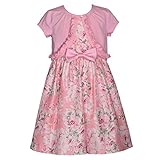 Bonnie Jean Girl's Easter Dress - Floral Dress with Short Sleeve Cardigan for Baby, Toddler, Little and Big Girls, Coral and Pink, 12 Months