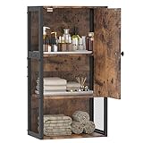 NOVIMANGO Farmhouse Medicine Cabinets, Small Bathroom Cabinet Wall Mount, Brown Bathroom Wall Cabinet, 3-Tier Wall Mounted Storage Cabinet for Small Spaces, Living Room, Laundry