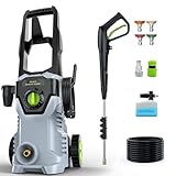 ETOOLAB Pressure Washers, 160Bar 450L/H Electric Power Washers with Foam Cannon, 4 Nozzles, 15M Total Long High Pressure Washer for Cars, Fences, Patios, Decks, Patios and Driveway
