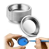 12 PCS Makeup Metal Mixing Paint Palette Stainless Steel Round Palette with Mouth Paint Pallet for Paint Pigment and Water Based Painting Watercolour Palette for Home School (Diameter 1.97 in)
