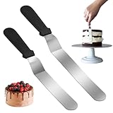 2 PCS Cake Palette Knife, Stainless Steel Pallet Knife for Cakes Decorating, Cake Decorating Icing Spatula with 15cm and 20cm Stainless Steel Blades for Cakes Pastry and Baking