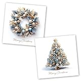 Charity Christmas Cards Pack of 10. Each Christmas Card Pack Contains 2 Wreath & Tree Designs. Ecofriendly and UK Made. Verse Inside. 150x150mm Card Size.