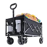 RYGEO Festival Trolley Foldable Utility Wagon Cart with Wheels and Telescopic Handle for Gardening, Camping, Shopping and Outdoor Sport