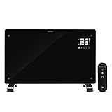 Devola Wifi Enabled Smart Electric Glass Panel Heater 2000W | Alexa Heating Control, Open Window Detection, Wall Mounted & Free Standing Low Energy Heaters with Timer | Lot 20, DVPW2000B (Black)