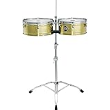 Meinl Percussion Artist Series Timbales - Luis Conte - 2 Drums with 14 and 15 Inches - Hammered - With Tilting Stand - Brass, Gold (LC1BRASS)
