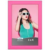 Icona Bay 6x4 Pink Picture Frames, Colored Solid Wood Scandinavian Style Frame for Photo, Pizzazz Collection