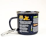 Gift Republic Survival Guide Enamel Mug & Carabiner Outdoor Camping Mug Durable Metal Coffee Cup Hikers Gift Idea Camp Kit Gardening Mug 500 ml