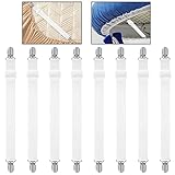 WELHAEPI Bed Sheet Clips, Adjustable Bed Sheet Fasteners, Elastic Sheet Straps Suspenders Clips, Heavy Duty Bed Sheet Grippers, Mattress Sheet Covers Corner Holders Fasteners Straps(White)-8 Pack
