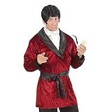 Widmann Red Velvet Playboy Hugh Hefner Style Smoking Jacket Fancy Dress Costume for Men, Includes Jacket, Belt and Neckerchief, Halloween Dress Up Outfit Small