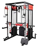 Strongway® Multi Gym Smith Machine with Weights 265.5KG Weight Stack Included - Multifunction Home Gym Dual Cable Pulley Dip Station Pull Up Bar Strength Training