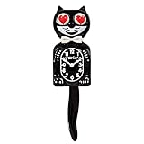 KIT CAT Klock Classic Black with Heart Eyes - Iconic Cat Clock with Moving Heart Eyes and Tail, Battery Operated Wall Clock, Made in USA, Perfect for Home Decor, Mid-Century Modern Clock, Unique Gift