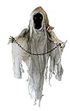 SCARY HALLOWEEN ANIMATRONIC SPECTRE DECORATION - NOISE ACTIVATED HAUNTED GHOST WITH MOTORISED HEAD & ARMS, SCARY SOUND EFFECTS AND GLOWING RED EYES - PERFECT DECORATION FOR HALLOWEEN EVENTS