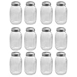 Nature Vista 16 oz Regular Mouth Mason Jars with Lids (12 Pack). Glass Jars for Canning, Fermenting, Pantry Storage. Jars with Lids for Jam, Pickling, Honey, Crafts, Kitchen Organization