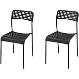 Ikea ADDE Chair (Stainless Steel, Black, Pack of 2)