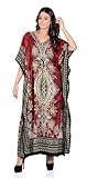 Art Of Creation Women Kaftan Dress Tunic Long Maxi Plus Size, Brick Red, One size