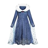 Discoball Girls Elsa Princess Dress Elsa Anna Costume Dress Up Winter Snow Queen Fancy Dress for Halloween Christmas Fancy Birthday Party Coronation Dress (3-4 Years)