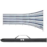 Trail Premium 7 Pole Wooden Windbreak with Bag, 5.4m x 1.25m Tall Windbreaker Sun Shelter Privacy Screen with Metal Spikes, Reinforced Stitching, Outdoor Camping Festival Garden (Blue & White Striped)