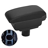 Car Armrest Box Compatible with Seat Ibiza 6j 2008-2017 Ibiza 6L 2002-2008, Dual Layer Armrest Black PU Leather Central Console Storage Box Automobile Arm Rest