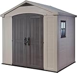 Keter Factor 8 x 6 ft Outdoor Storage Shed, Beige/Brown