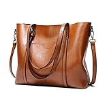 Aileese Womens Handbags Soft Leather Large Capacity Retro Vintage Top-Handle Casual Pocket Tote Shoulder Cross-Body Bags Brown