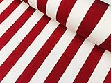 Red & White Striped DRALON Outdoor Fabric Acrylic Teflon Waterproof Upholstery Material for Cushion Gazebo Beach - 160cm Wide (Sold by The metre)