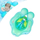 Newborn Baby Swimming Float 3-12 Months,Blue Inflatable Baby Pool Float Ring with Safety Seat Anti-Flip Tail,Inflatable Baby Swimming Ring Floating Swim Circle for Babies Toddlers Infant Swim Ring