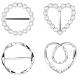 4pcs Scarf Ring Clip, T-Shirt Tie Clips, Corner Knotted Button for Women, Side Waist Tightener Clips, Round Circle Belt Buckle, Clothing Wrap Holder Clip