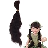 PH PandaHall Wig Mohair Wefts Long Curly Hair Black Figurine Wigs Faux Hair Extensions Replacement Wig for Doll Making Art Accessories DIY Hair Crafts 23 cm Long