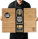 Deer & Oak XXXL Bamboo Chopping Board 60 x 40 x 3.2cm, Pre-Oiled 2 Feet Wide Extra Large Solid Wooden Cutting Board, Carving Board, Charcuterie Cheese Serving Board, Double-Sided, Juice Grooves