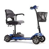 Elite Lightweight Folding Mobility Scooter – Portable Travel Scooter with Lithium Battery, Soft Tyres, Padded Seat, Basket & Dual Controls – Up to 7.5 Miles Range (Blue)