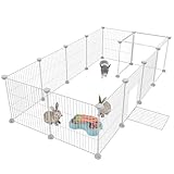 HOMIDEC Pet Playpen,Small Animal Cages with Door,Encrypted Wire Mesh 14 Panels Indoor/Outdoor DIY Metal Pet Fence for Puppy,Rabbit,Kitten,Hamster,Guinea Pig,Turtle,Hedgehog.White(140x70x35CM)