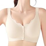 OXYIBRAS Front Closure Wireless Bras for Women Comfortable Support Padded Bralette Soft Post Surgery Everyday Bras White M