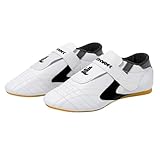 Teenager Martial Arts Training Shoes Kids Adults Taekwondo Shoes Boxing Shoes Training Wrestling Shoes Taekwondo Kung Fu Tai Chi Sport Gym Shoes for Boys Girls Men Women Kid 12.5 White Black