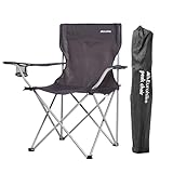 Eurohike Peak Folding Chair with Drinks Holder & Arm Rests for Adults & Kids, Lightweight, Portable, Compact, Ideal for Camping, Festivals, Picnics, Beach & Outdoor Events (Grey)