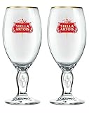 2 x Stella Artois Half Pint Glass, Star Design, Red Logo, Special Edition, Enamel Nucleated