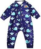 Swimbubs Baby Swimming Warm Suit Boys Fleece Lined Wetsuit Girls UV UPF50 Sun Protection Swimsuit (12-24 Months, Blue Whale)