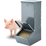 VEVOR Hog Feeder, 2.2 Bushel Capacity, Single Door Pig Feeder, Heavy Duty Steel Piglets Feeder, Multipurpose Trough Creep Feeder, Outdoor Livestock Feeder Farm Accessory for Feeding up to 5 Hogs