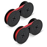 2 Pairs Universal Typewriter Ribbon, 1/2 Inch Wide Black and Red Ink Ribbon Twin Spool Vintage Typewriter Ink Ribbon Twin Spool Replacement Red and Black Twin Spool Replacement Pack for Typewriter