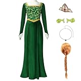 Nahzsai Princess Costume Green Velvet Dress Cosplay Maxi Dress Fancy Halloween Gown for Women, Dress+wig+ears+crown, 3XL