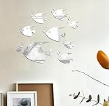 UICCVOKK Wall Stickers, Fish Mirror Stickers, 3D Bathroom Wall Stickers Waterproof for Mural DIY, Removable Girls' Bedroom Accessories Acrylic Setting Wall Mirror Stickers for Bedrooms (Shape A)